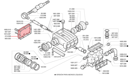 Tapa trasera cuerpo 213.008 para bomba P93 P186