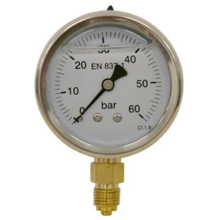 Manómetro inox Ø63mm 0-60 BAR con rosca 1/4 para atomizador agrícola