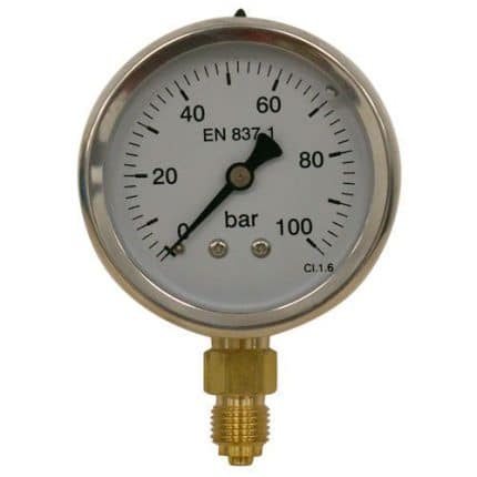 Manómetro inox Ø63mm 0-100 BAR con rosca 1/4 para fumigación agrícola