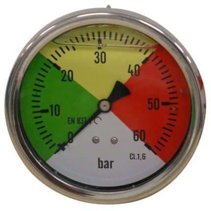 Manómetro para atomizador Ø100mm 0-60 BAR con rosca 1/2 dorsal