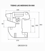 medidas para Contrapeso delantero Kubota de 25 kg de tractor