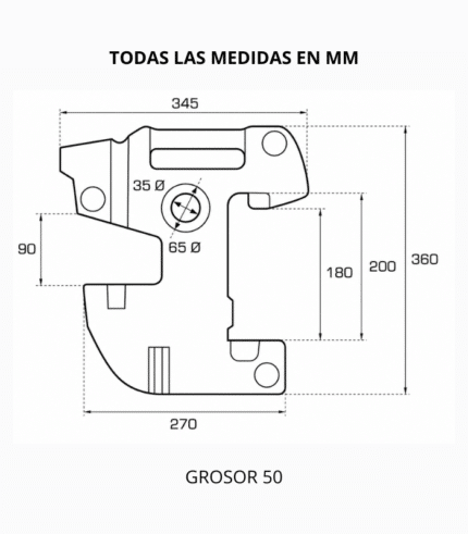 medidas para Contrapeso delantero Kubota de 25 kg de tractor