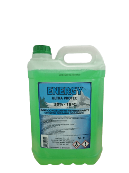 Anticongelante Energy Ultra Protec orgánico verde 5L para circuito cerrado