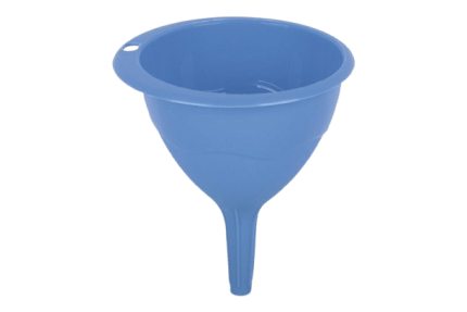 Embudo de polipropileno azul certificado para uso alimentario de 11 cm