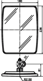 Espejo retrovisor universal para tractor | 180x236 mm | Curvatura R2150 - Imagen 3