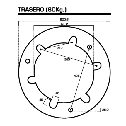 Contrapeso de rueda 600 Ø de 80 kg con 6 muecas adaptable para tractor